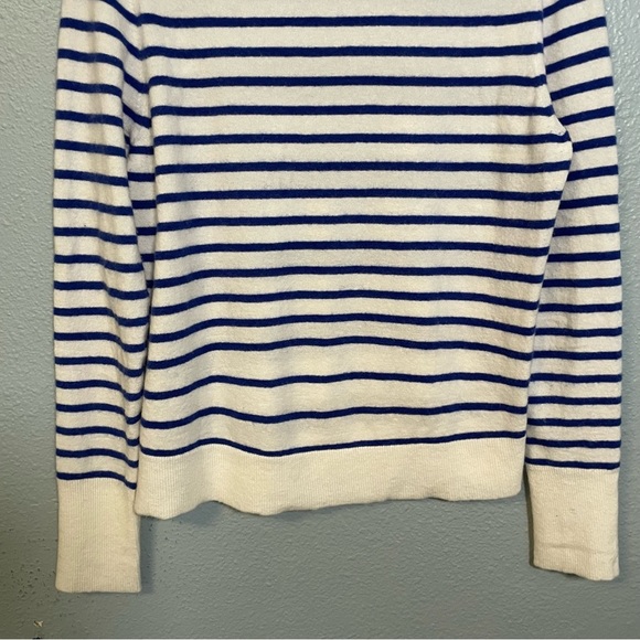 La Ligne Bold Navy Stripe Fuzzy Crewneck Pullover Sweater - Picture 10 of 12